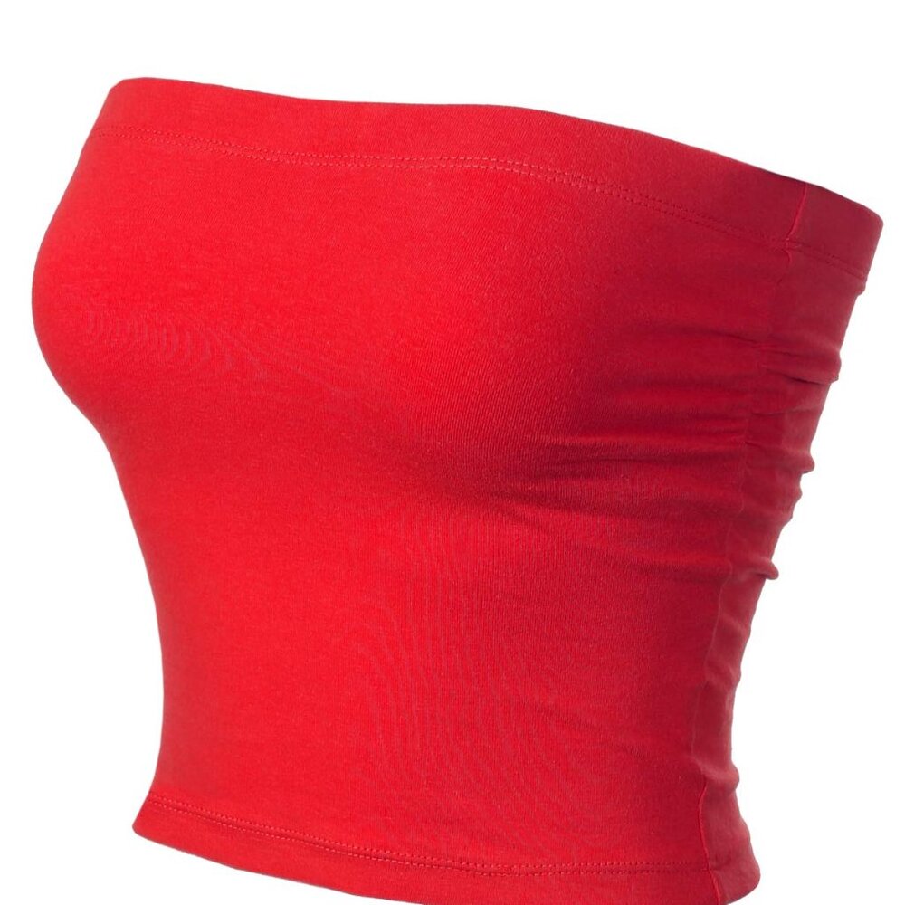 MixMatchy Women's Basic Tube Tops Built in Shelf Bra Strapless Crop Tops Bandeau